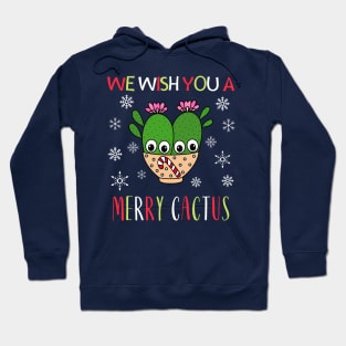 We Wish You A Merry Cactus - Cacti Couple In Christmas Candy Cane Bowl Hoodie